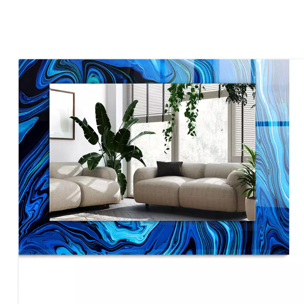 Espejo rectangular estampado Patrón azul abstracto