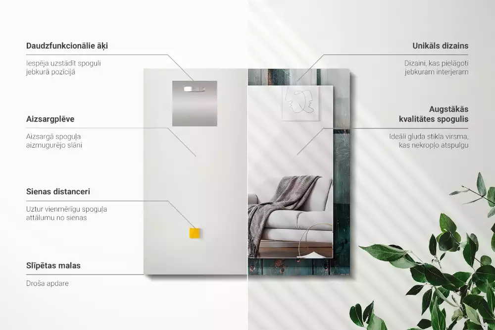 Espejo rectangular impreso Pizarras verdes de madera