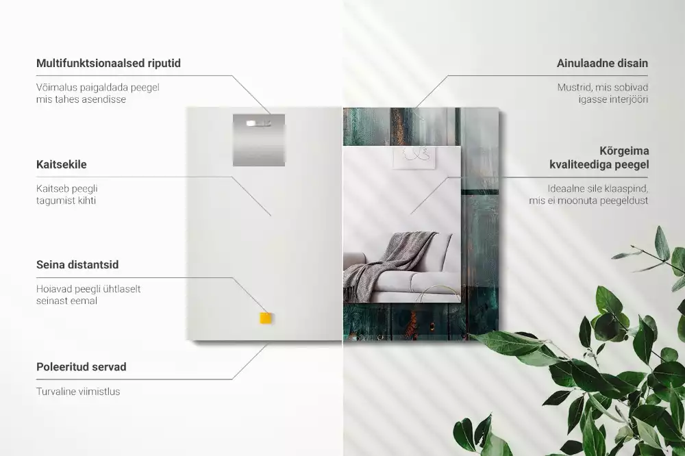 Espejo rectangular impreso Pizarras verdes de madera