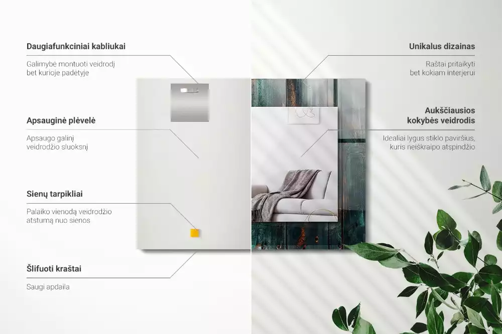 Espejo rectangular impreso Pizarras verdes de madera