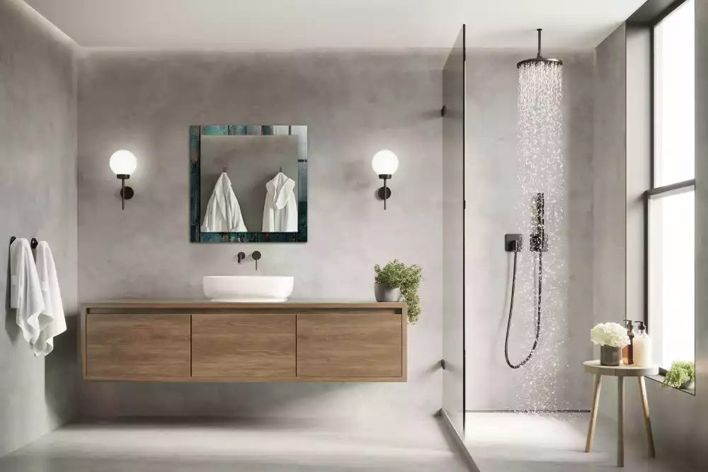 Espejo rectangular impreso Pizarras verdes de madera