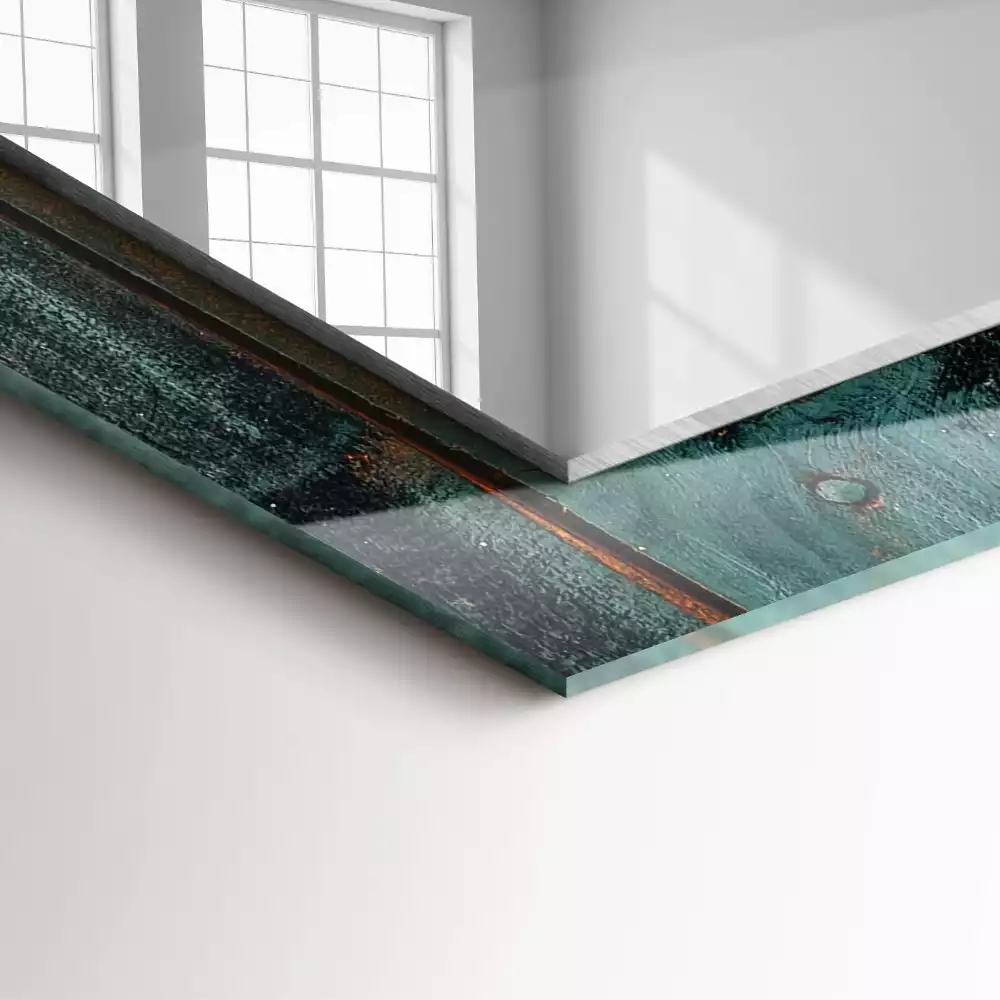Espejo rectangular impreso Pizarras verdes de madera