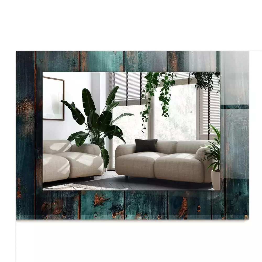 Espejo rectangular impreso Pizarras verdes de madera