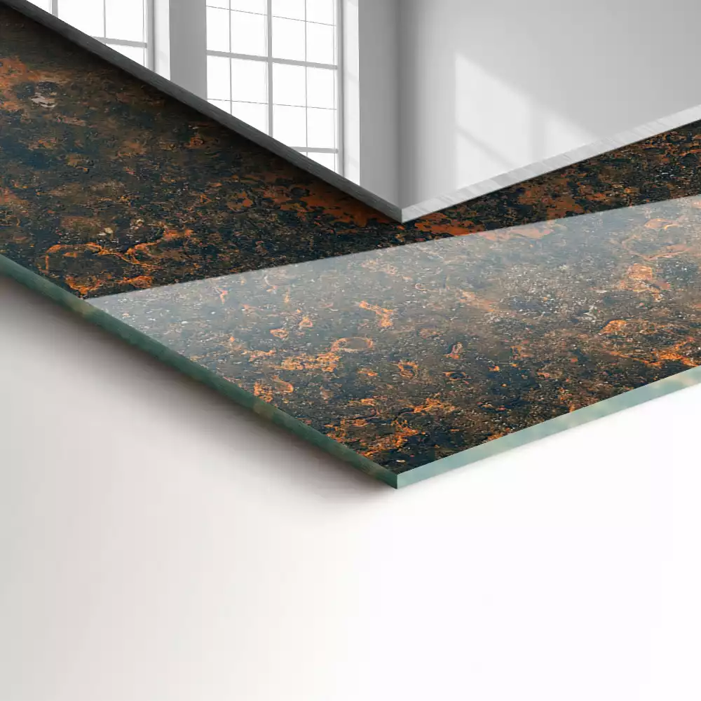 Espejo rectangular impreso Metal oxidado