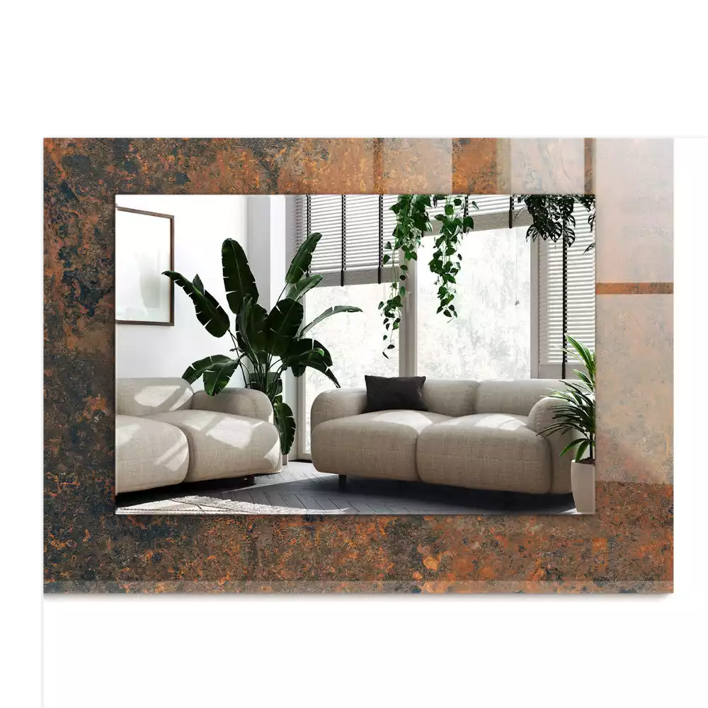 Espejo rectangular impreso Metal oxidado