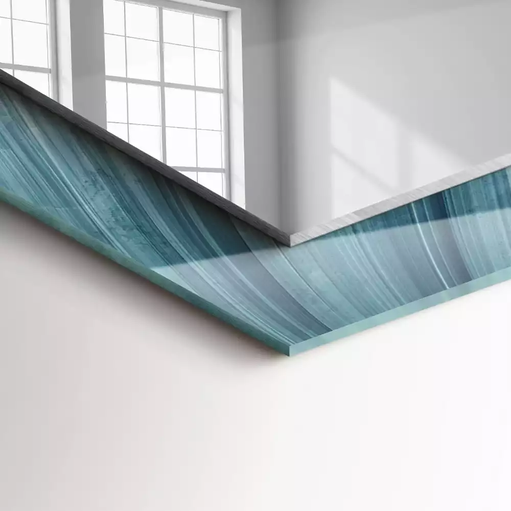 Espejo rectangular estampado Líneas azules abstractas