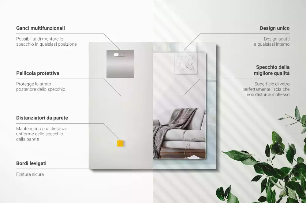 Espejo rectangular estampado ónix azul