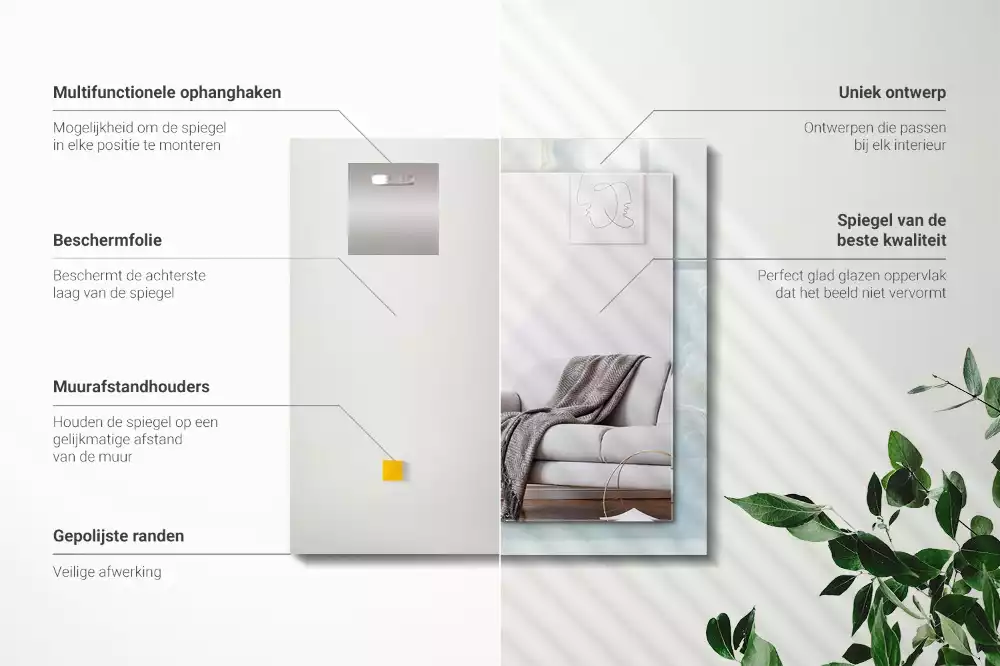 Espejo rectangular estampado ónix azul