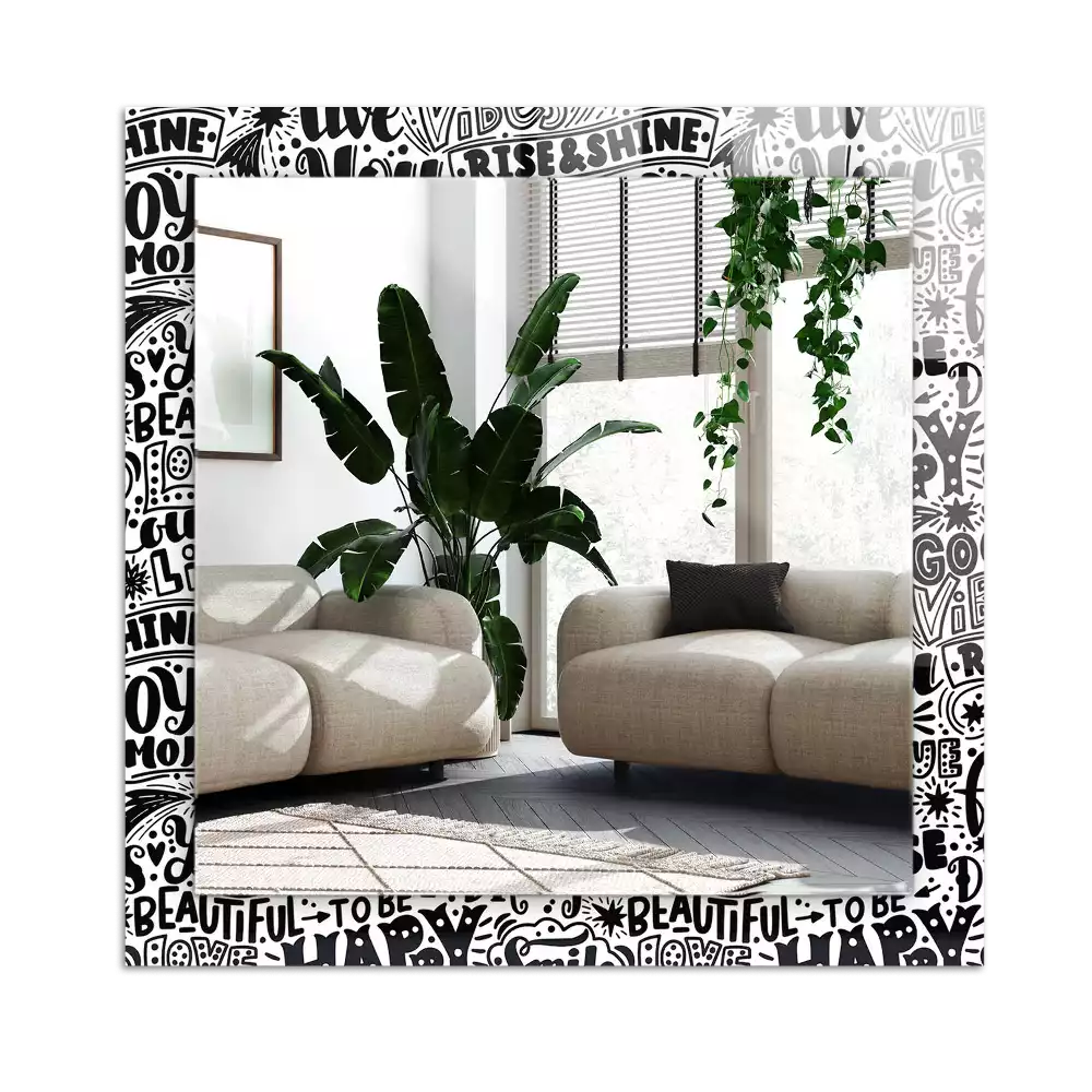 Espejo rectangular estampado Letras motivacionales a mano