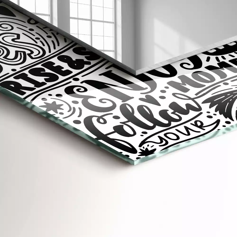 Espejo rectangular estampado Letras motivacionales a mano