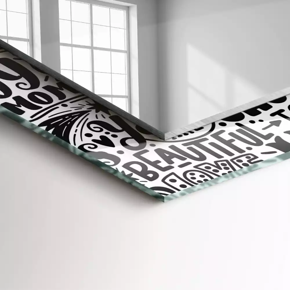 Espejo rectangular estampado Letras motivacionales a mano