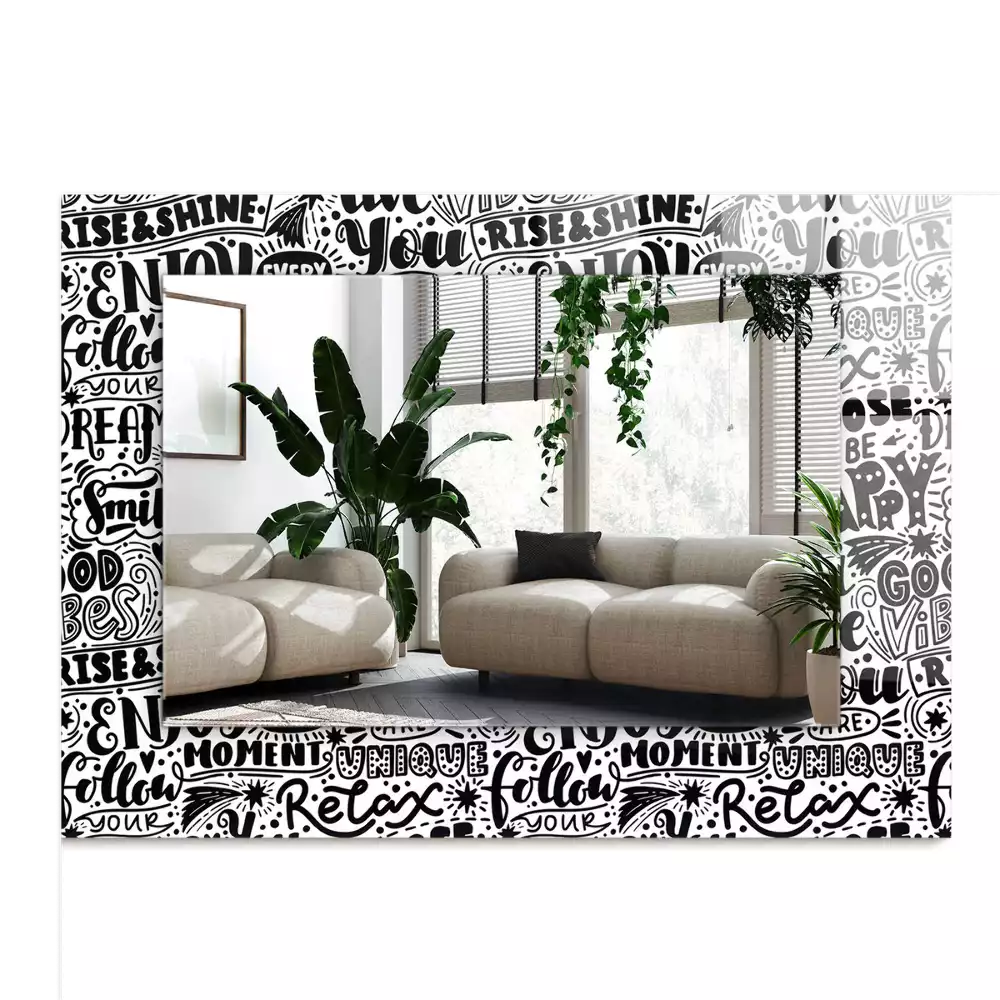 Espejo rectangular estampado Letras motivacionales a mano