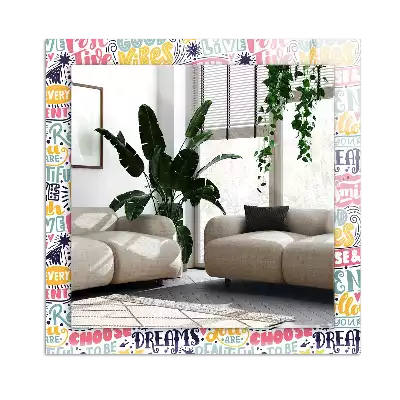 Espejo rectangular estampado Inscripciones motivacionales coloridas