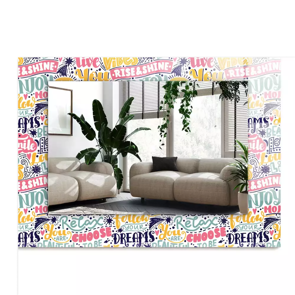 Espejo rectangular estampado Inscripciones motivacionales coloridas