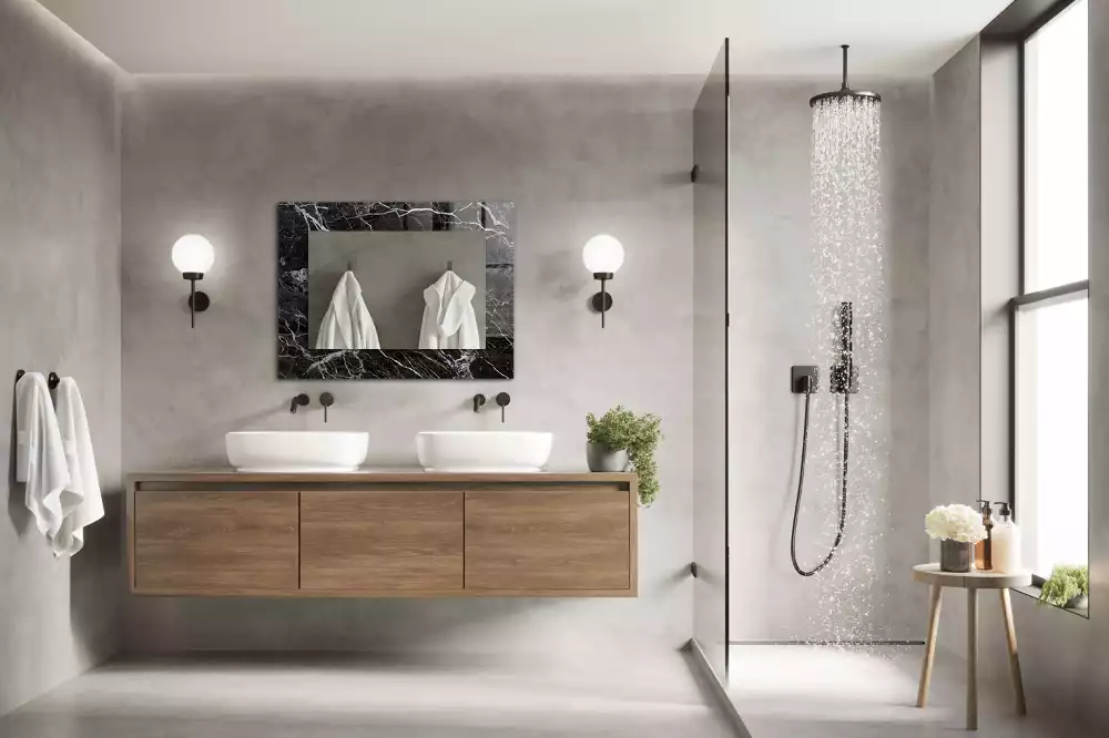 Espejo rectangular impreso mármol negro