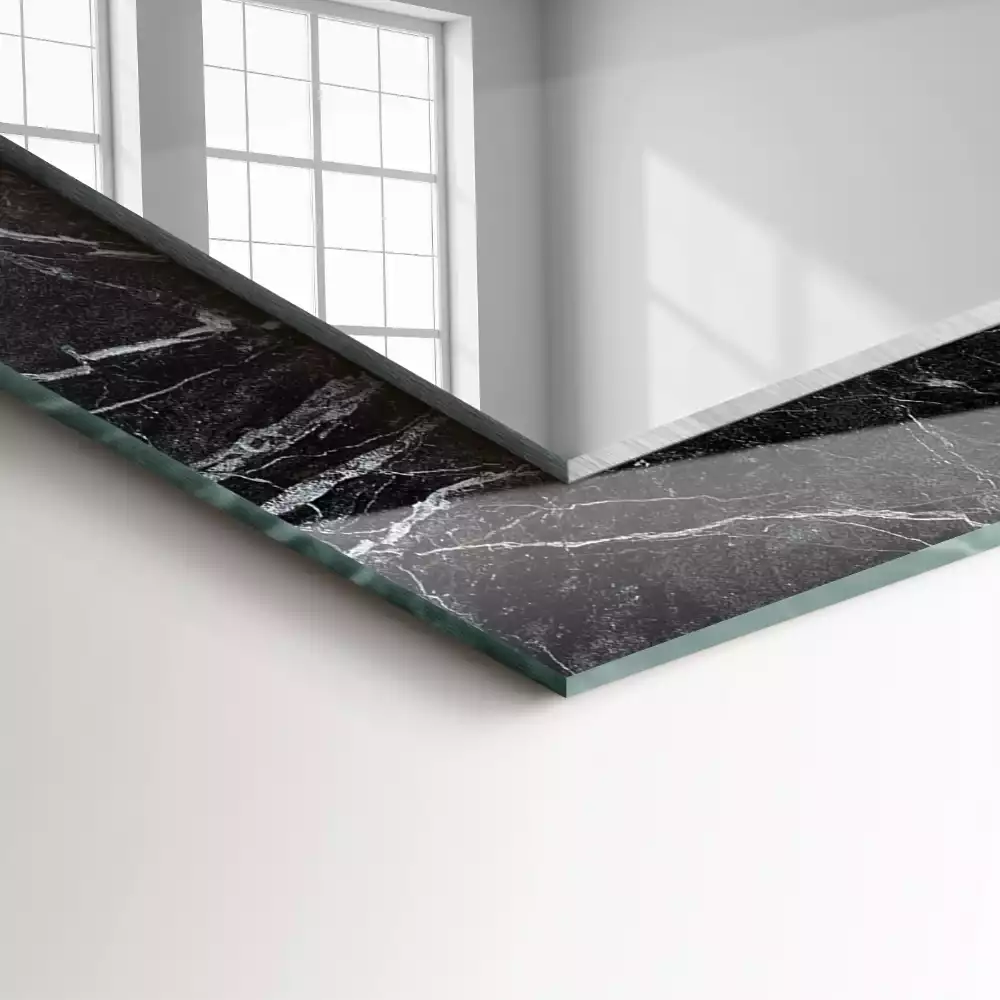 Espejo rectangular impreso mármol negro