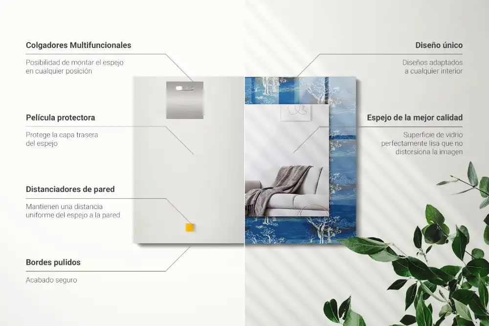 Espejo rectangular impreso Paisaje de árboles