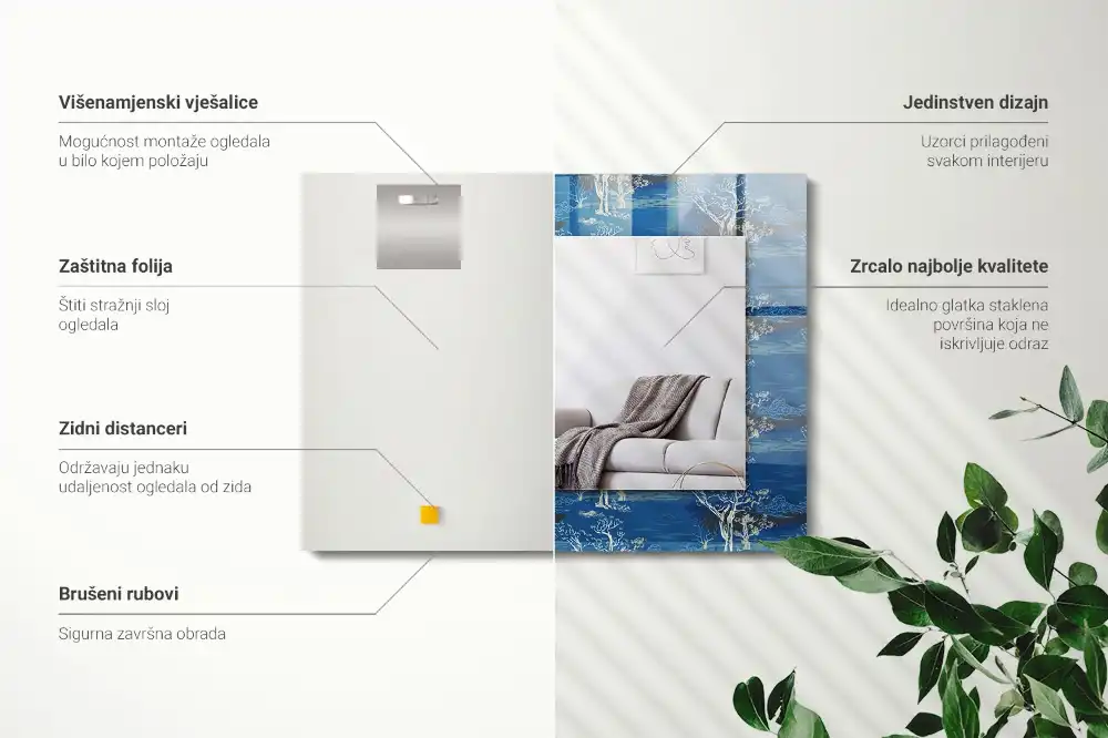 Espejo rectangular impreso Paisaje de árboles