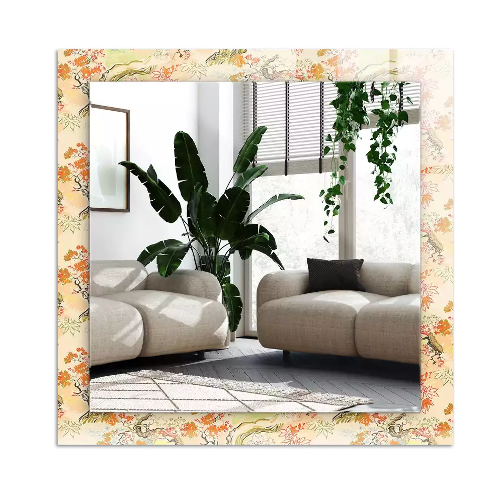 Espejo rectangular estampado jardín japonés