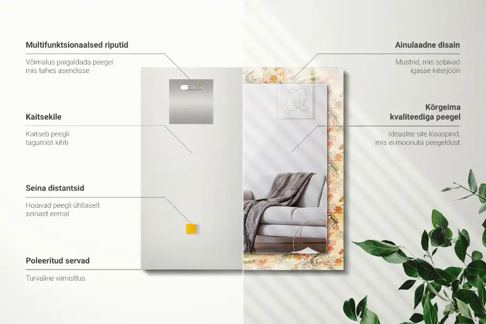 Espejo rectangular estampado jardín japonés