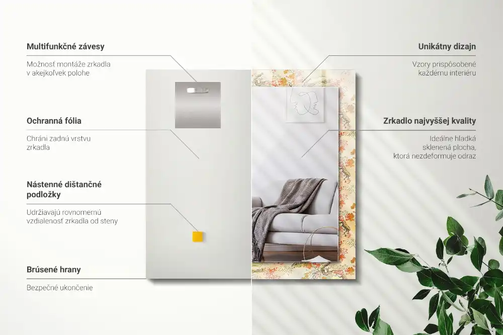 Espejo rectangular estampado jardín japonés