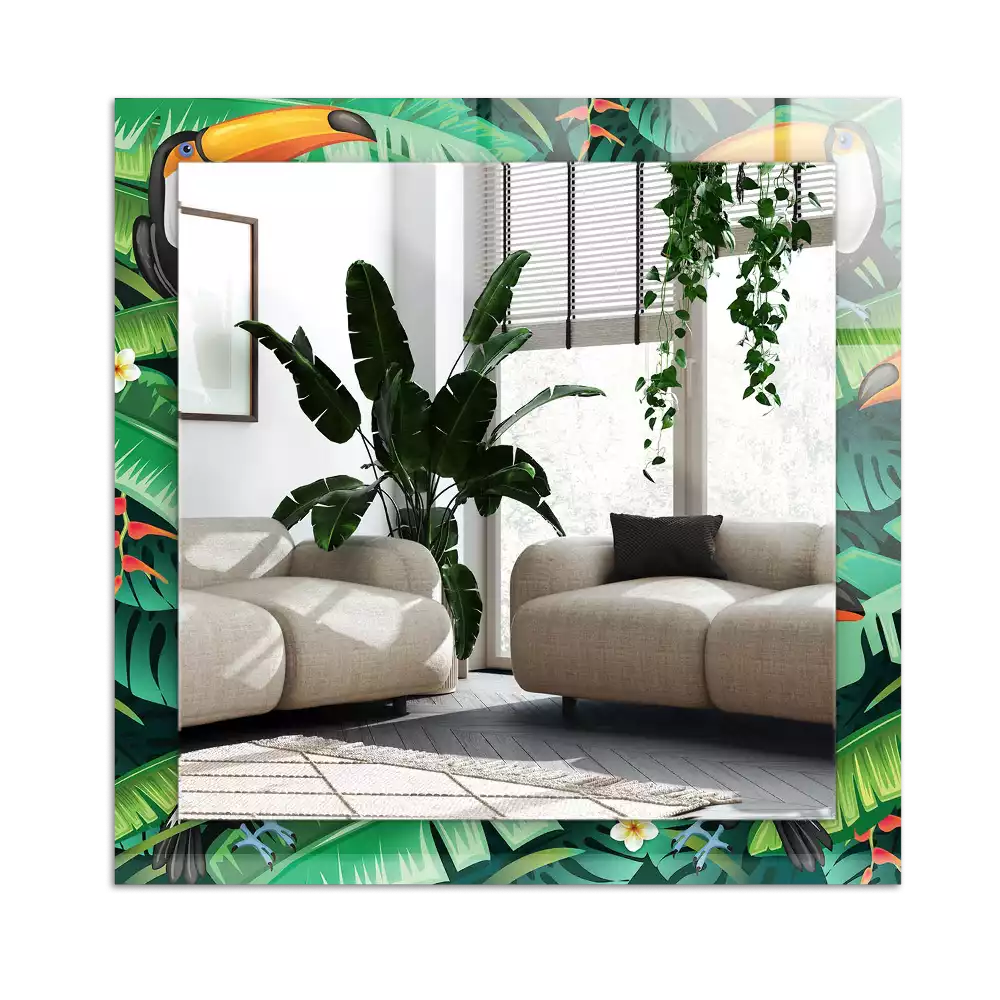 Espejo rectangular estampado Los tucanes salen de la selva