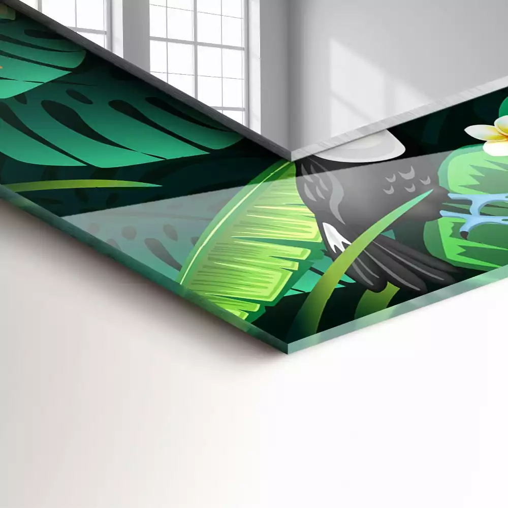 Espejo rectangular estampado Los tucanes salen de la selva