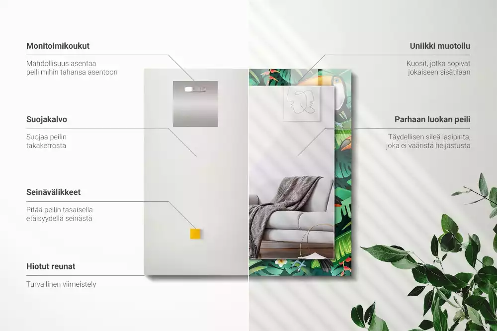 Espejo rectangular estampado Los tucanes salen de la selva