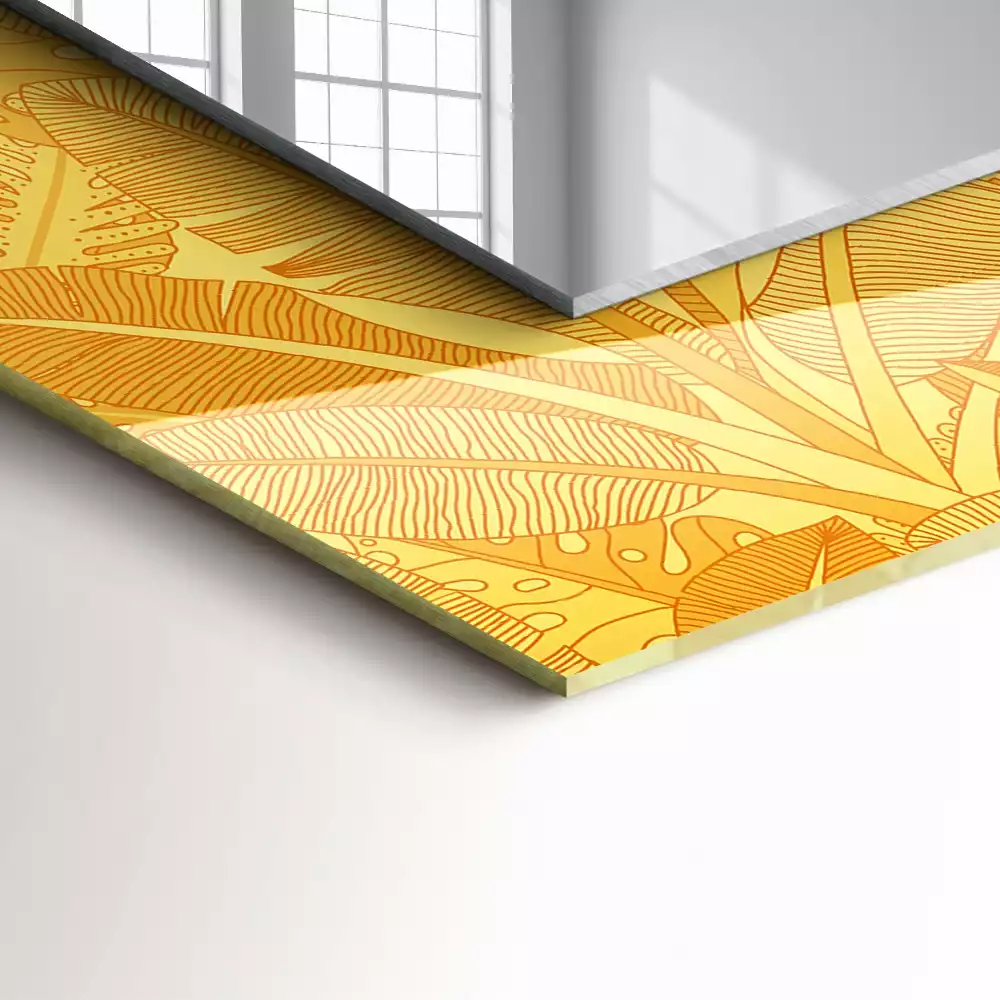 Espejo rectangular impreso Patrón de hojas naranjas