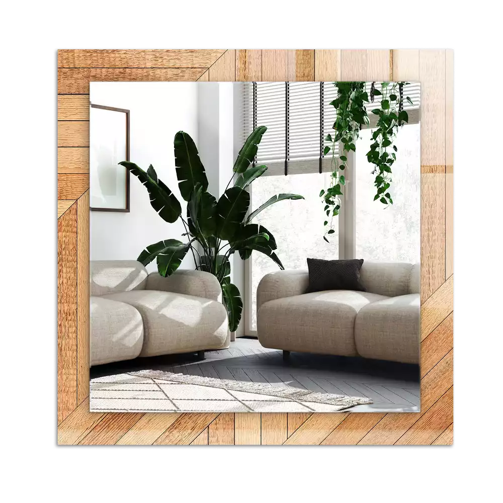 Espejo rectangular impreso Parquet de madera