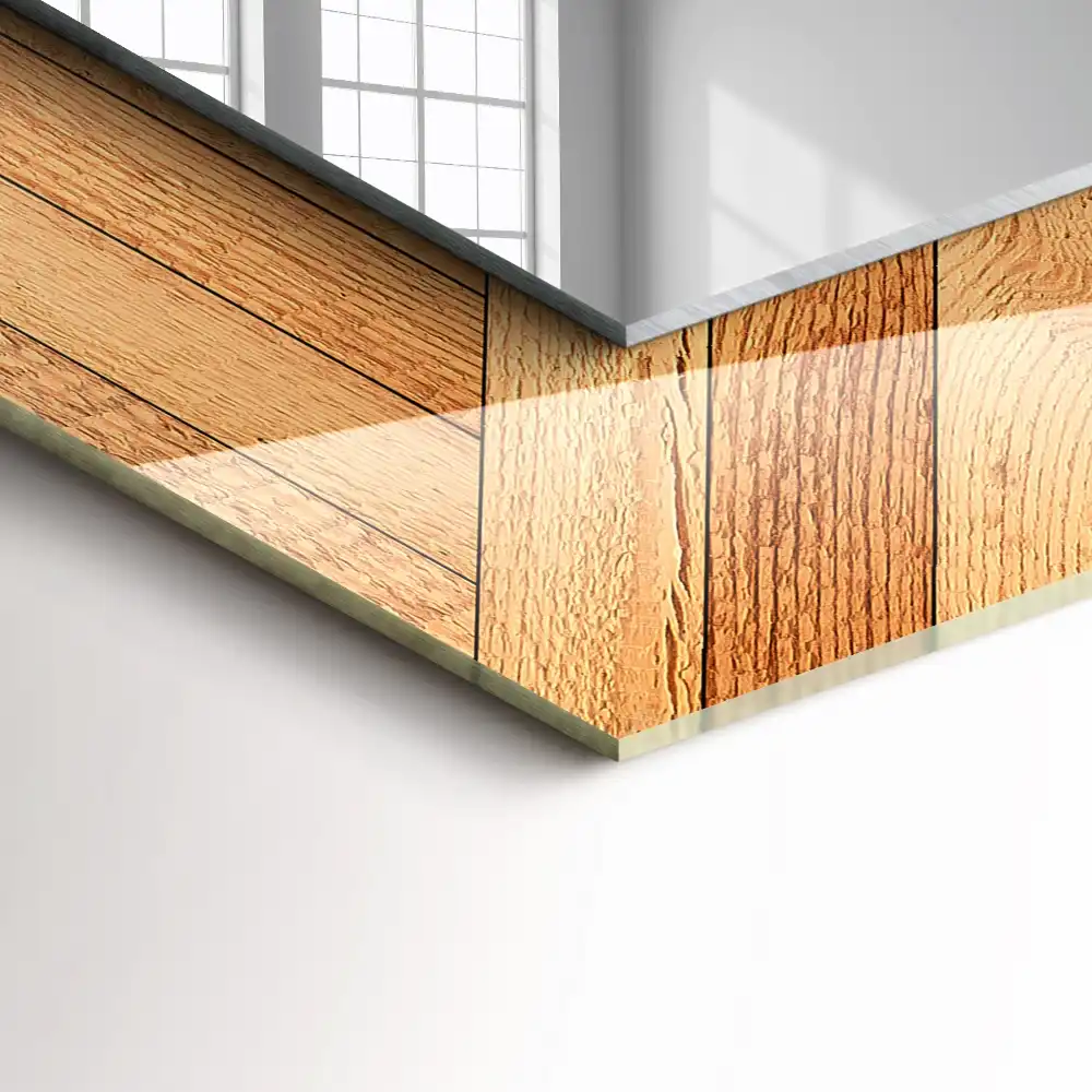 Espejo rectangular impreso Parquet de madera