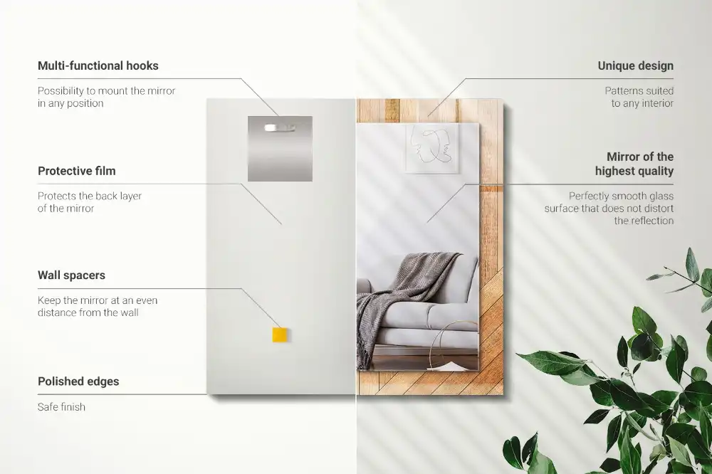 Espejo rectangular impreso Parquet de madera