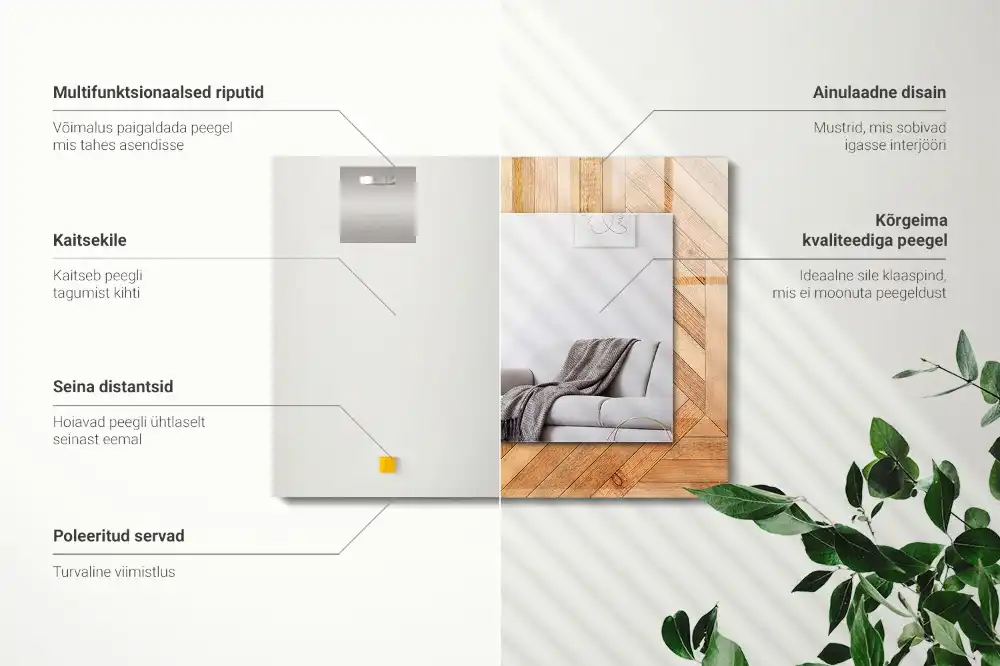 Espejo rectangular impreso Parquet de madera