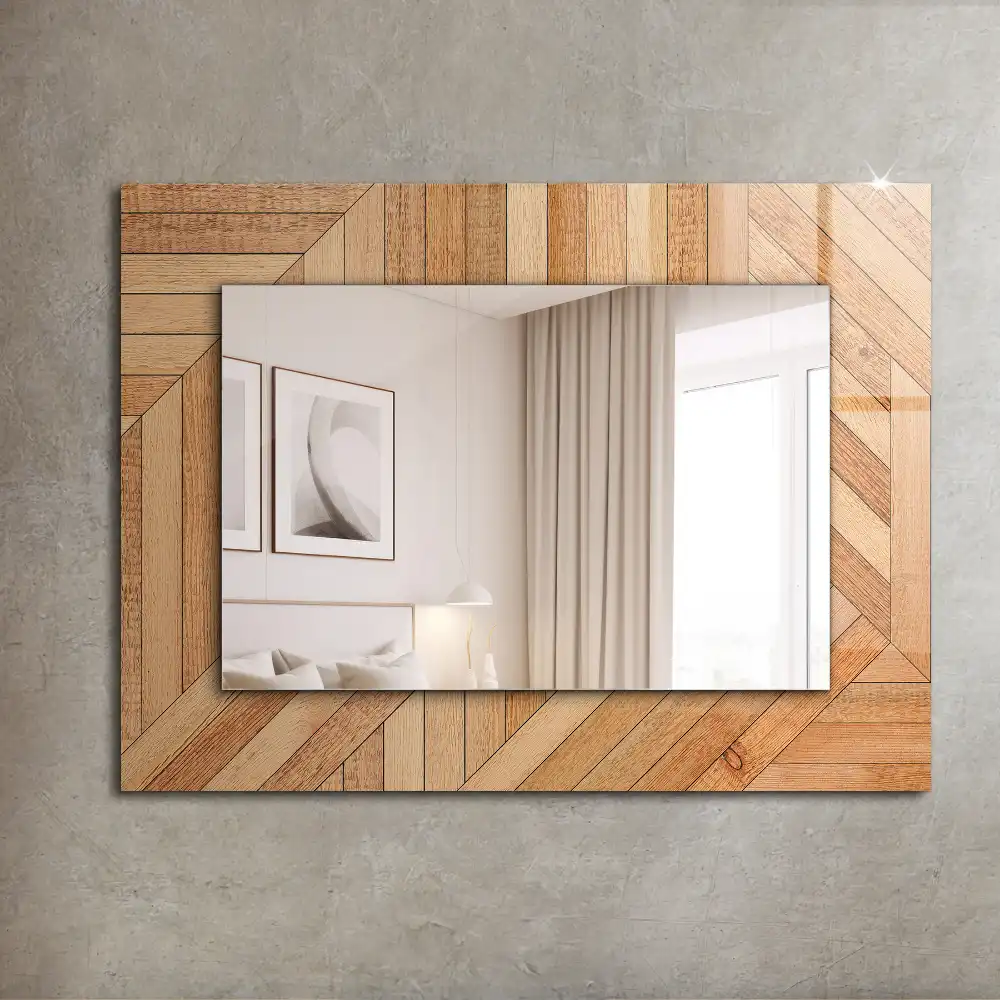 Espejo rectangular impreso Parquet de madera