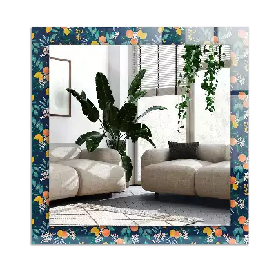 Espejo rectangular estampado Flores y frutos