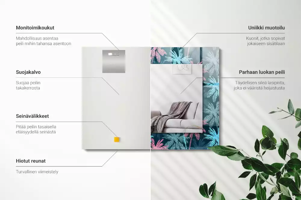 Espejo rectangular estampado Patrón colorido de palmeras