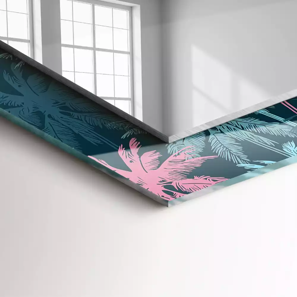Espejo rectangular estampado Patrón colorido de palmeras