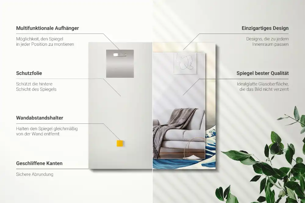 Espejo rectangular impreso La gran ola de Kanagawa