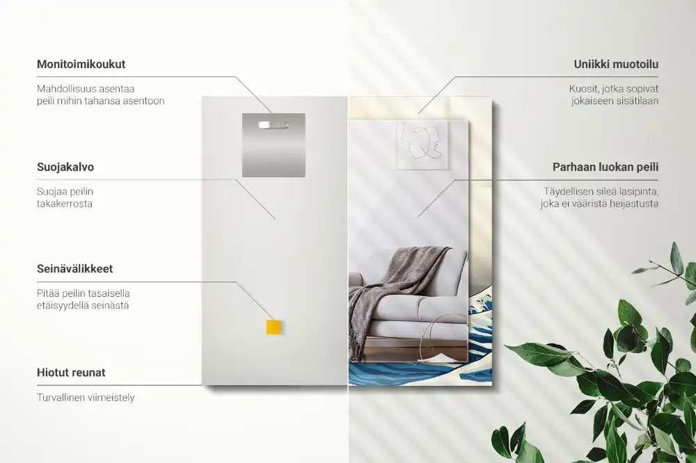 Espejo rectangular impreso La gran ola de Kanagawa