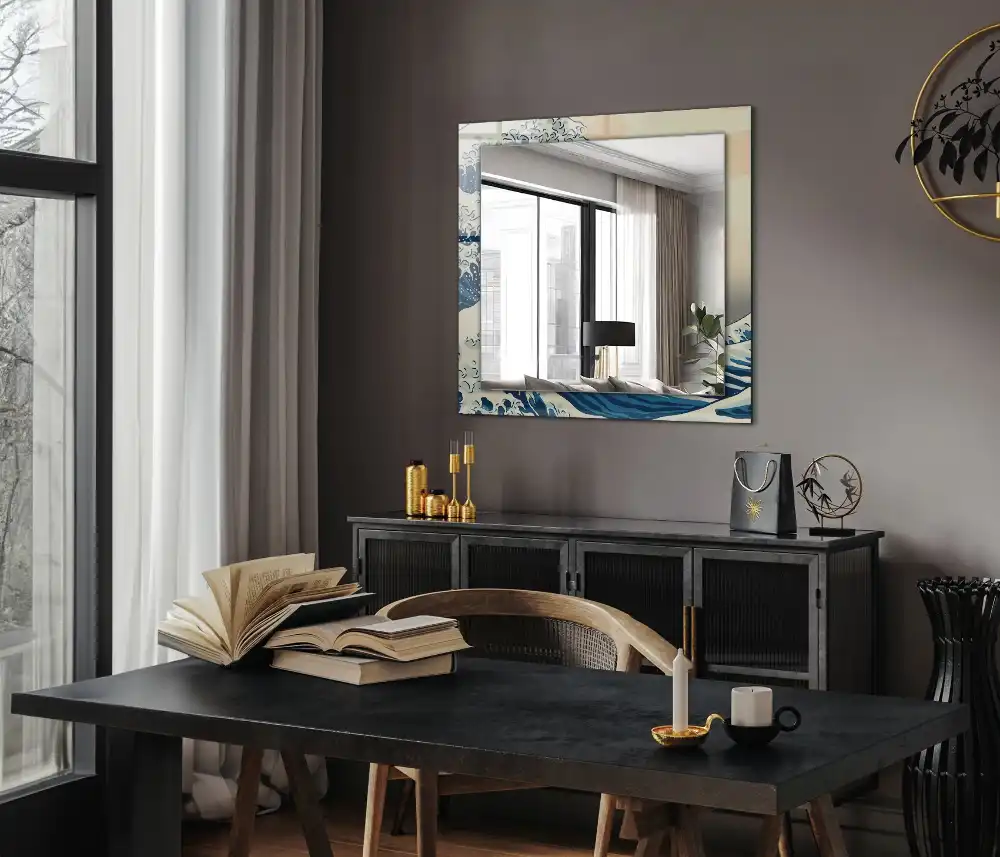 Espejo rectangular impreso La gran ola de Kanagawa