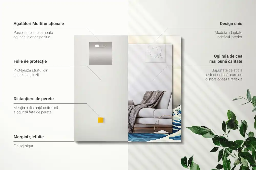 Espejo rectangular impreso La gran ola de Kanagawa