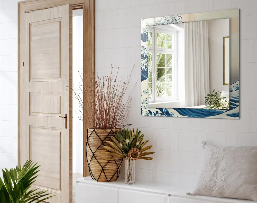 Espejo rectangular impreso La gran ola de Kanagawa