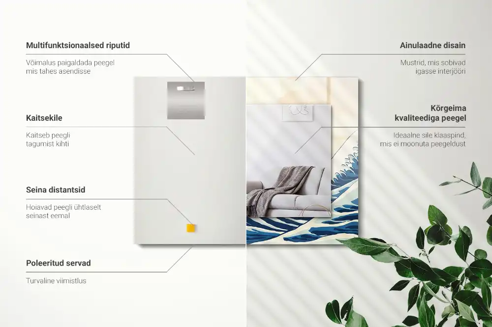 Espejo rectangular impreso La gran ola de Kanagawa