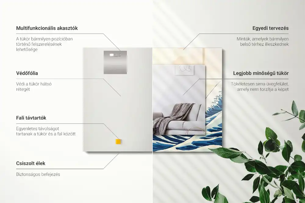 Espejo rectangular impreso La gran ola de Kanagawa