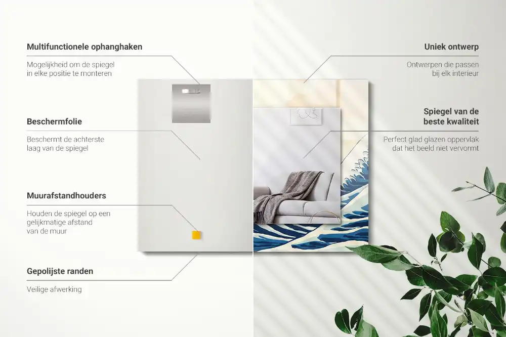 Espejo rectangular impreso La gran ola de Kanagawa