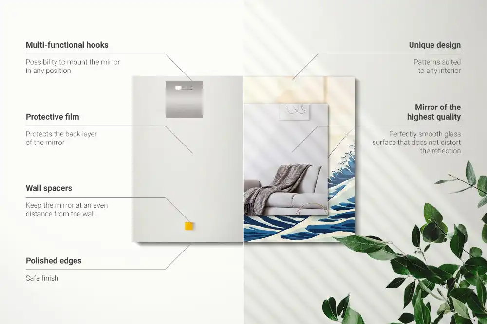 Espejo rectangular impreso La gran ola de Kanagawa