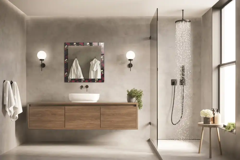 Espejo rectangular impreso Calaveras, rosas y espinas