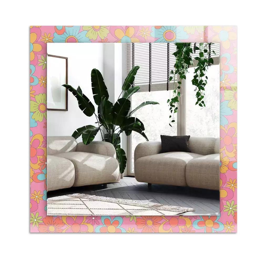 Espejo rectangular estampado Surco floral colorido
