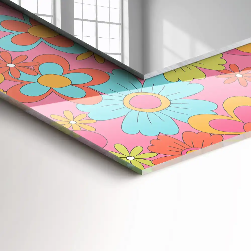 Espejo rectangular estampado Surco floral colorido
