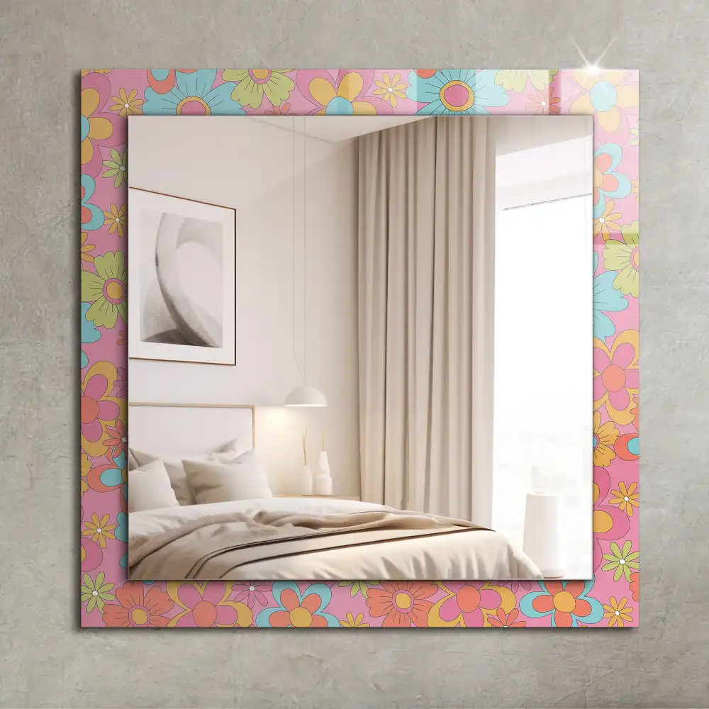 Espejo rectangular estampado Surco floral colorido